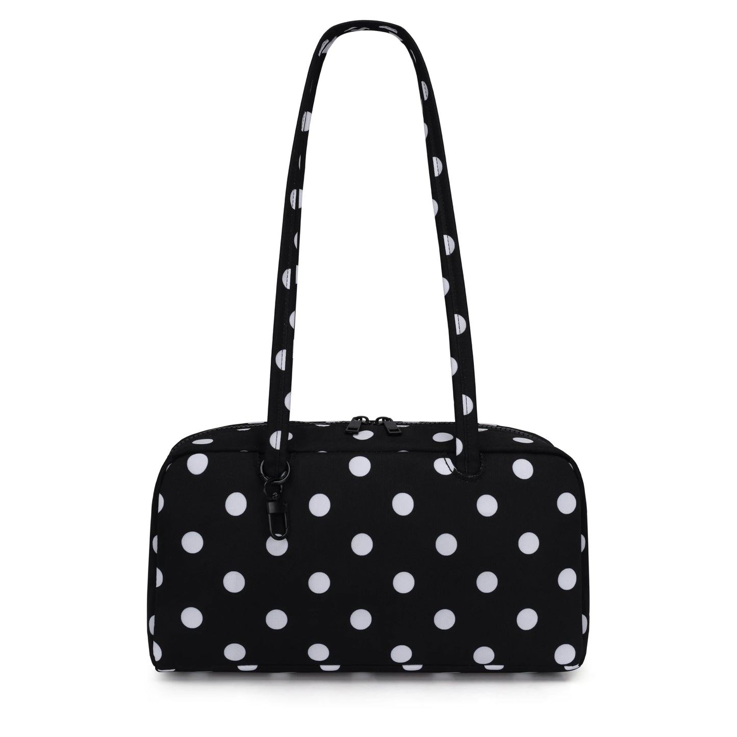 Nylon Tote Bag Bowler Bag Women Shoulder Purse with Keychain Clip, Lightweight Zipper Handbag Daily Work Travel Gym Gift for Mum