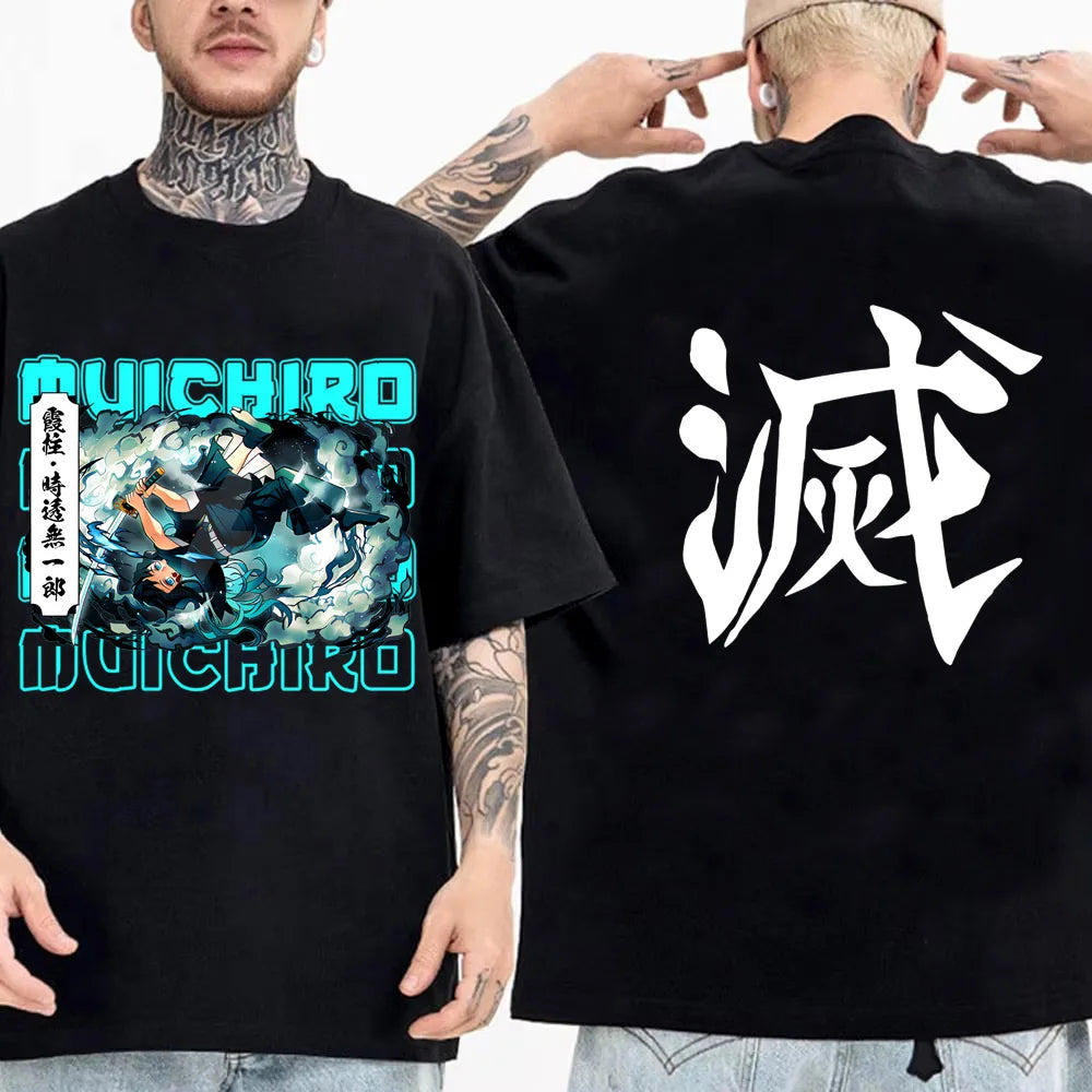 Japanese Anime Shirt Demon Slayer Infinity Castle T Shirt Men Cartoon Kimetsu No Yaiba Cotton Streetwear Clothes  Cool Y2K Tees