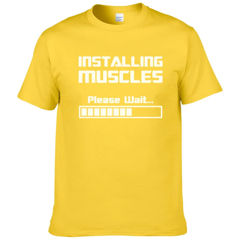 Summer New Tshirts Installing Muscles Please Wait Loading Bar Funny Print T Shirt Men Women  Cotton Short Sleeve Cool Tees #310