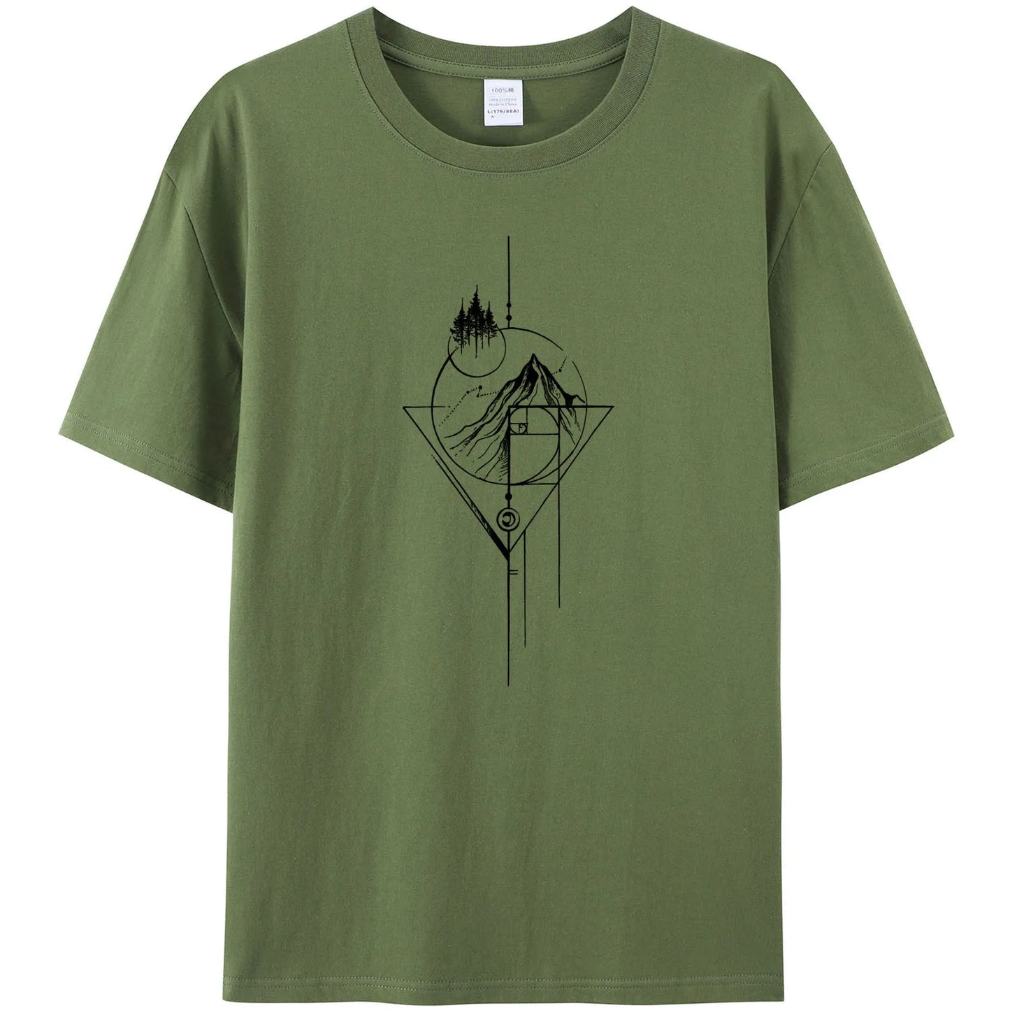 Men's White Fibonacci Short-Sleeved Printed Casual T-Shirt 180GMS 100% Cotton Funny Graphic Outdoor Nature T Shirts For Summer