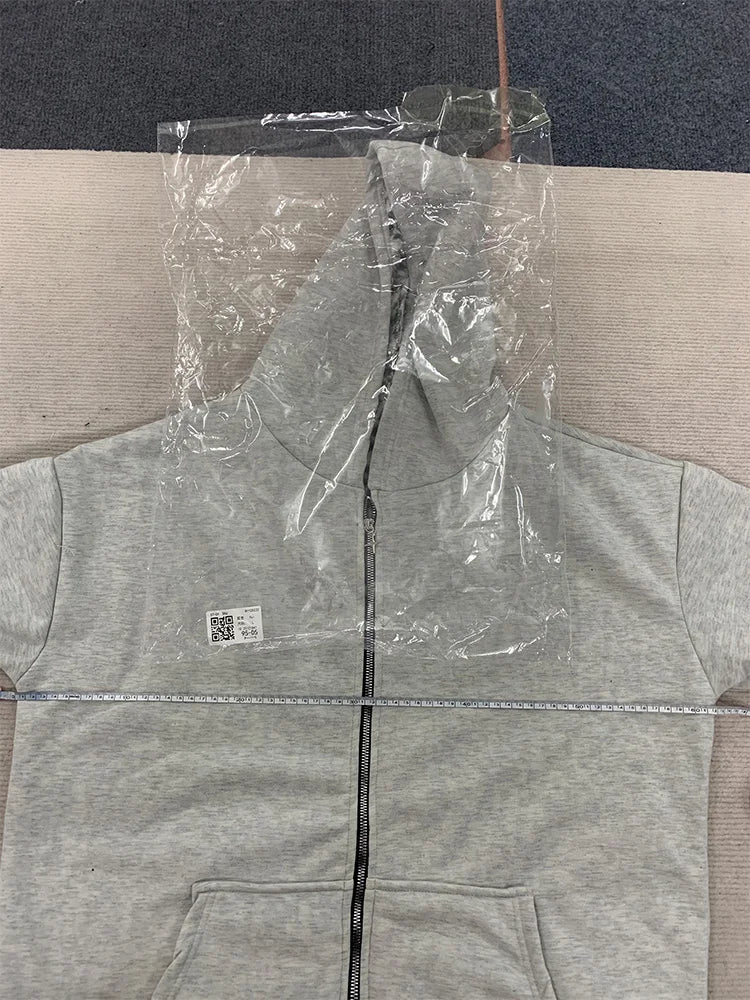 Autumn/Winter Leopard Grey Double sided Zipper Hoodie Men's Casual High Street Warmth Hoodie men's autumn clothing  2025 new