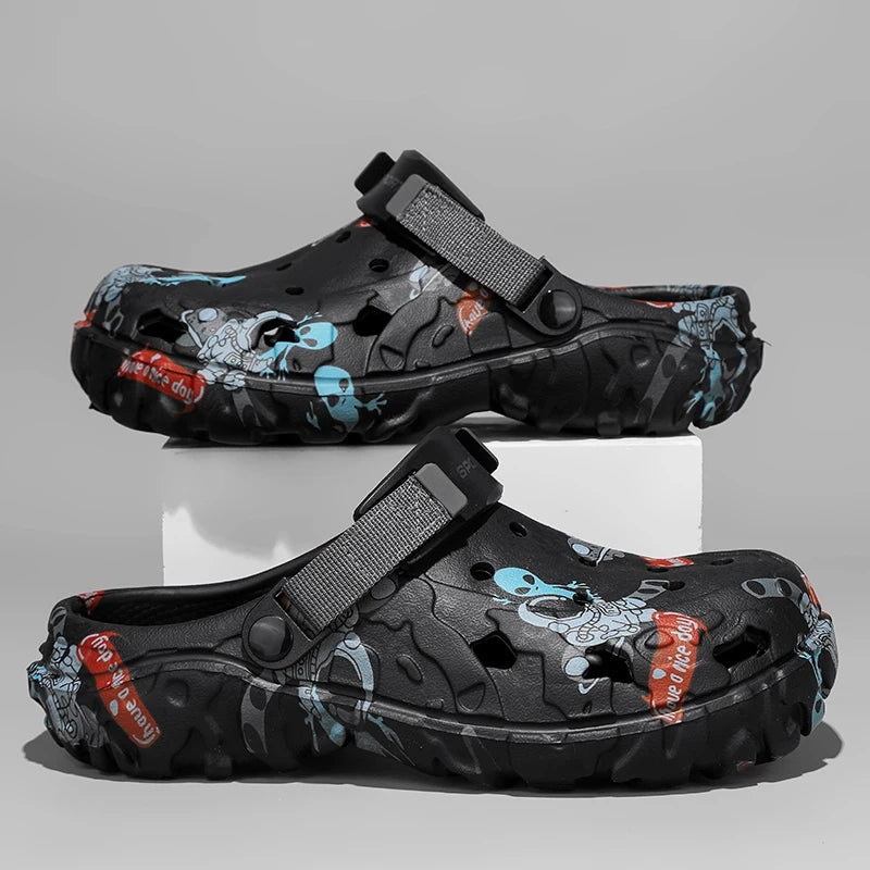 Plus Size46 47 Men Clogs Sandals Summer Outdoor Garden Clogs Hole Shoes Male Casual Shoes Water Shoes Comfort Home Soft Slippers