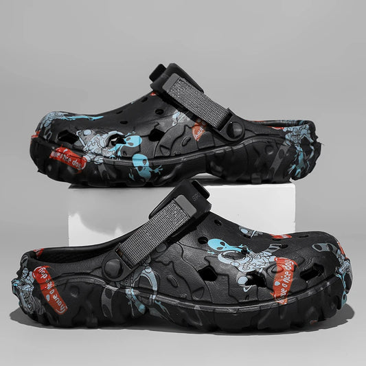 Plus Size46 47 Men Clogs Sandals Summer Outdoor Garden Clogs Hole Shoes Male Casual Shoes Water Shoes Comfort Home Soft Slippers