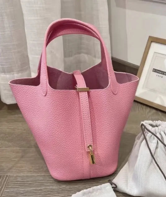 Classic Vegetable BasketpuWomen's Handbag Simple Bucket Bag Mother Bag Fashion Versatile Women's Bag Cross-border