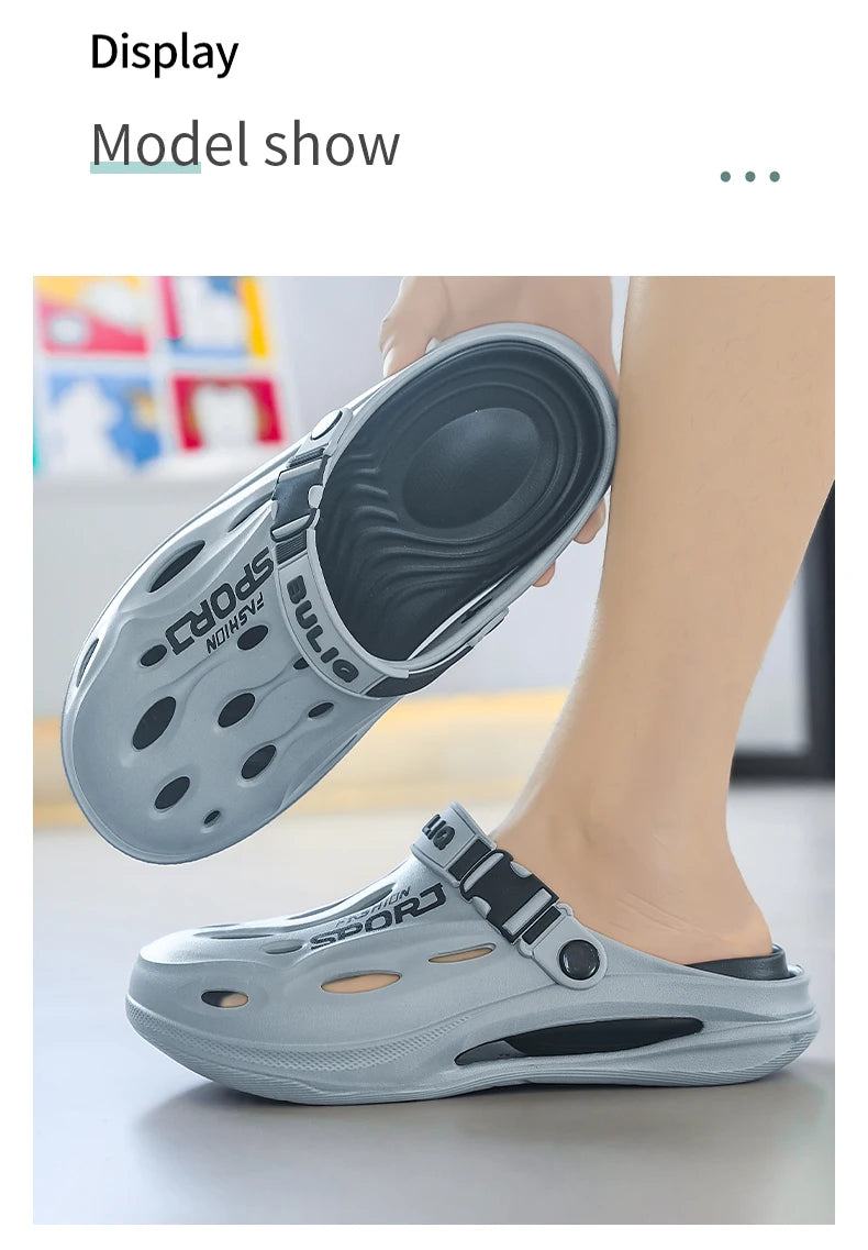 A Pair of Men's New Clogs, Summer New Wear-Resistant, Non-Slip Sports Beach Shoes, Soft-Soled Comfortable Men's Shoes for Driving