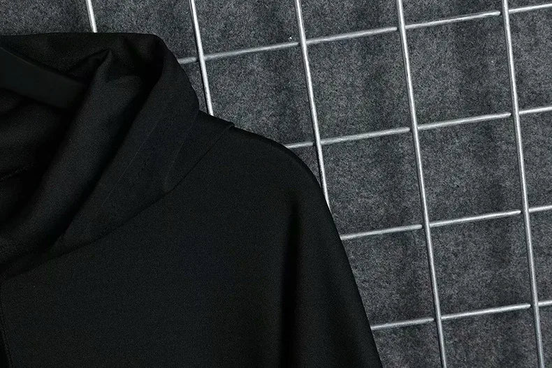 Autumn  Men's Casual Hoodie Sweatshirt Techwear Hip Hop Harajuku Style with Ribbons Patchwork Japanese Streetwear Darkwear