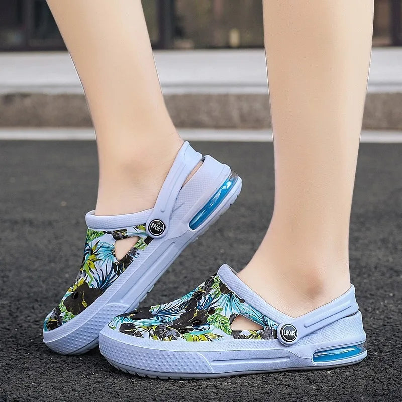 2006 Women's Ethnic Shoes Clogs Soft Sole Two-way Wear for Beach Mules and Pool Women Garden Slides Indoor Nursing Clogs Sandals