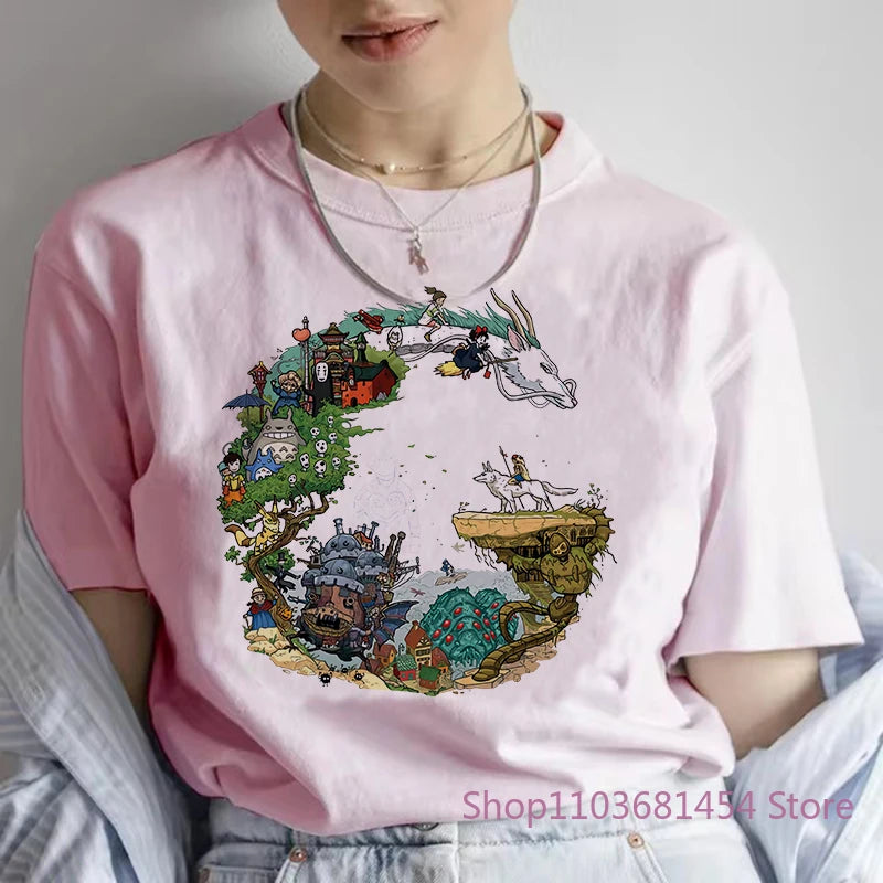 Japan Anime Dragon Graphic Print T-shirt Women New summer Harajuku Aesthetic Tshirt White Tops Casual Female T Shirt Tee