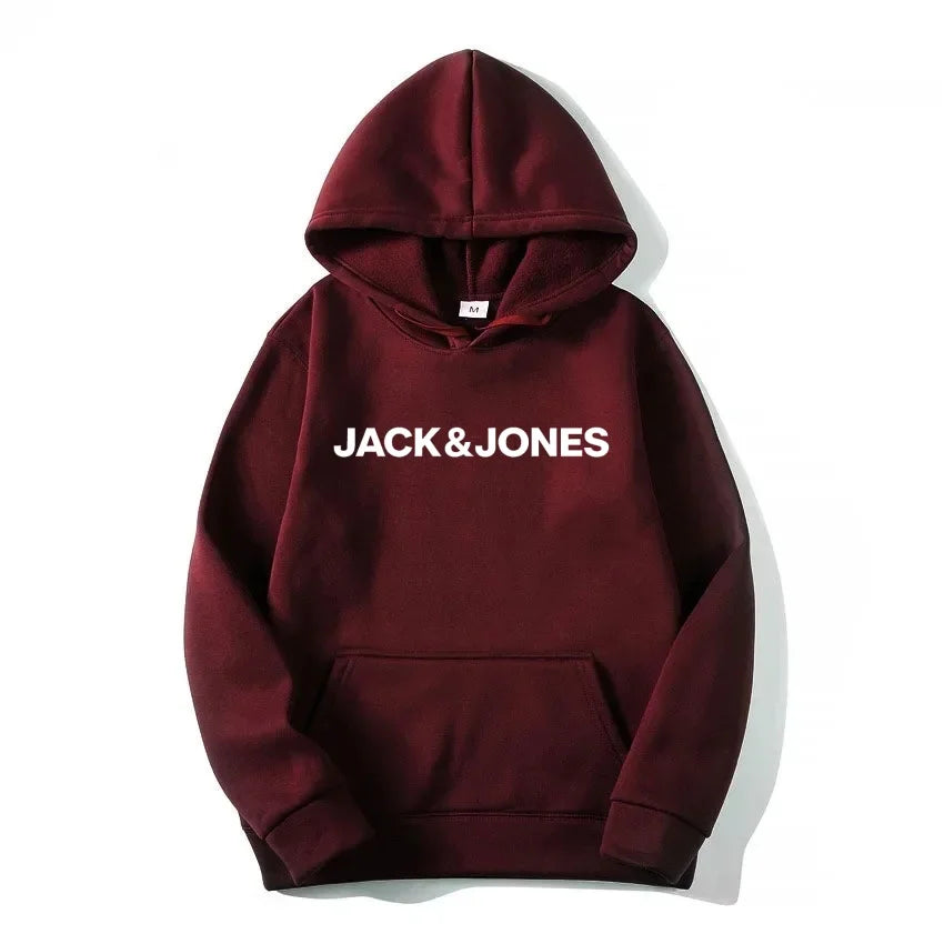 Jack & Jones Men's and Women's Hooded Sweatshirts, Fashionable Loose and Casual, Comfortable Printed Sportswear, Streetwear