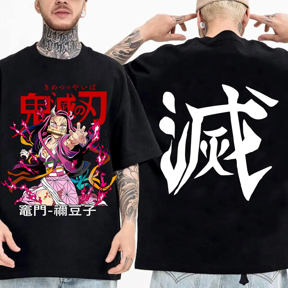 Japanese Anime Shirt Demon Slayer Infinity Castle T Shirt Men Cartoon Kimetsu No Yaiba Cotton Streetwear Clothes  Cool Y2K Tees