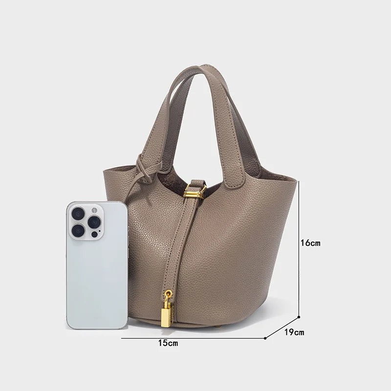 Classic Vegetable BasketpuWomen's Handbag Simple Bucket Bag Mother Bag Fashion Versatile Women's Bag Cross-border