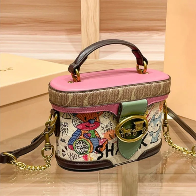 Ladies' handbag, high-end chain bag, women's 2025 new retro carriage bag, hand-held crossbody cylindrical bag, water bucket bag