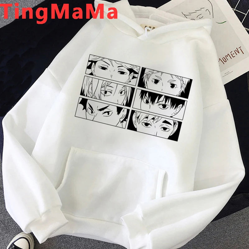 Oya Oya Oya Haikyuu Japanese Anime Hoodies Men Kawaii Cartoon Nekoma Graphic Streetwear Kuroo Volleyball Sweatshirts Male