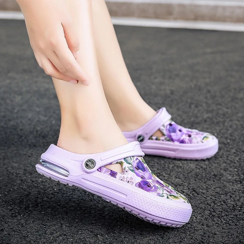2006 Women's Ethnic Shoes Clogs Soft Sole Two-way Wear for Beach Mules and Pool Women Garden Slides Indoor Nursing Clogs Sandals