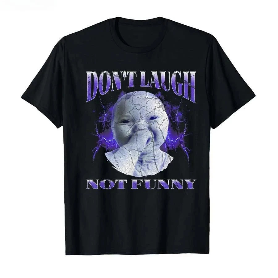Funny AI Baby Holding Laugh Meme Viral Trend T-shirt for Women T Shirts Short Sleeve Tops Streetwear Women's Tees Casual Clothes