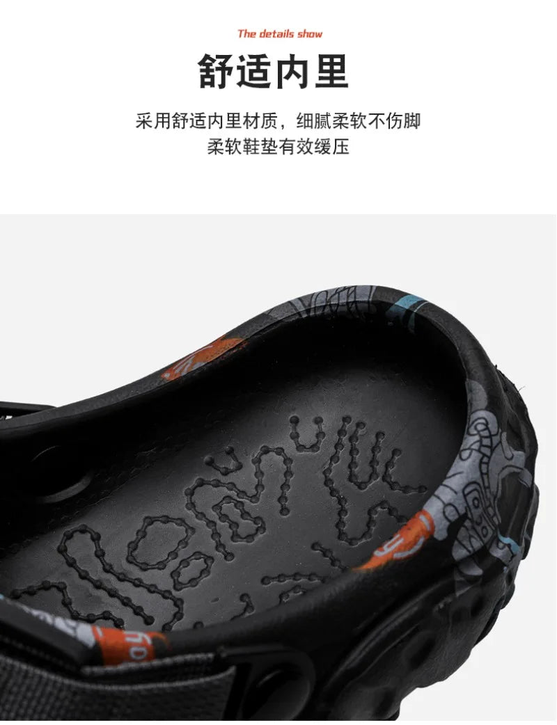 Plus Size46 47 Men Clogs Sandals Summer Outdoor Garden Clogs Hole Shoes Male Casual Shoes Water Shoes Comfort Home Soft Slippers