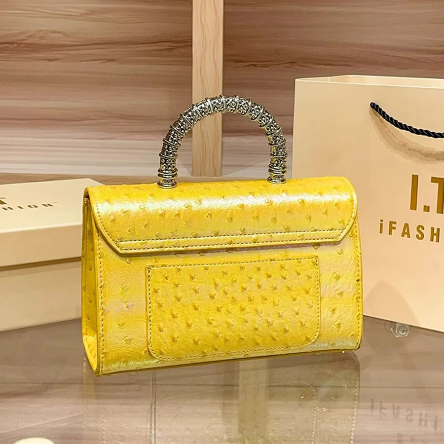 New ostrich pattern underarm handbag for ladies, light luxury diamond-encrusted, elegant single-shoulder crossbody bag