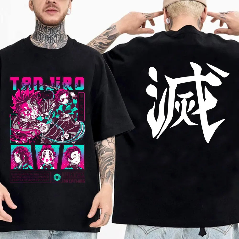 Japanese Anime Shirt Demon Slayer Infinity Castle T Shirt Men Cartoon Kimetsu No Yaiba Cotton Streetwear Clothes  Cool Y2K Tees