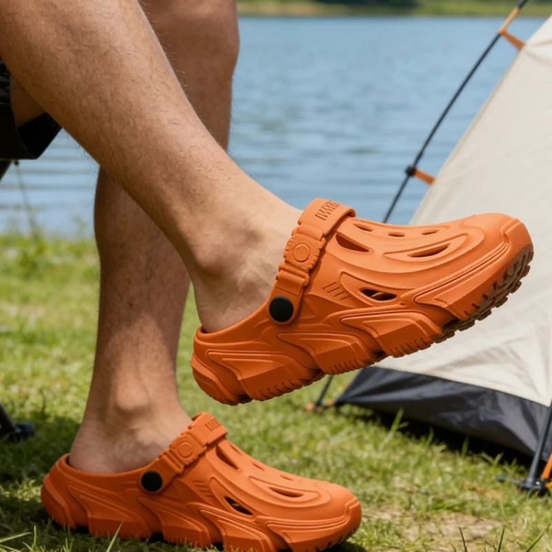 Men's New Spring and Summer Style Mecha-Style Eva Comfortable Casual Soft Thick-Soled Simple Indoor Home Outdoor Vacation Versatile Clogs