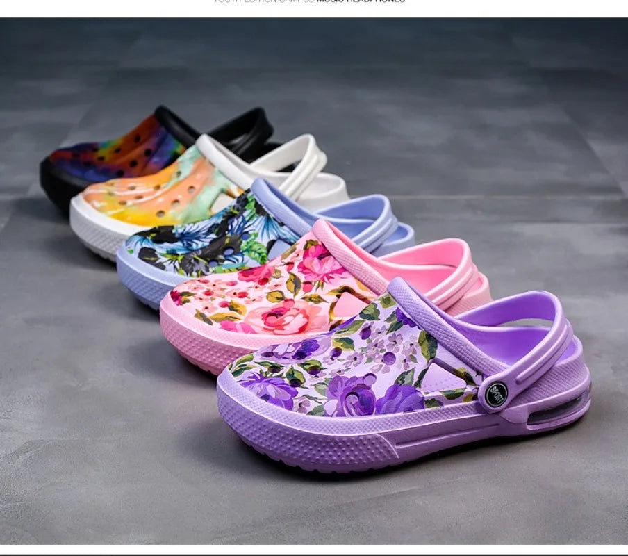 2006 Women's Ethnic Shoes Clogs Soft Sole Two-way Wear for Beach Mules and Pool Women Garden Slides Indoor Nursing Clogs Sandals