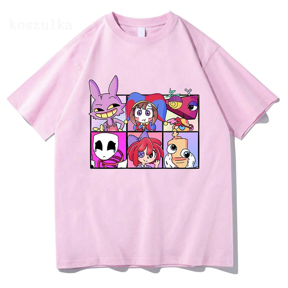 THE AMAZING DIGITAL CIRCUS Print T-Shirt Men Women Casual High Quality Pomni The Jester Ramen T-Shirts Cotton Short Sleeve Tees