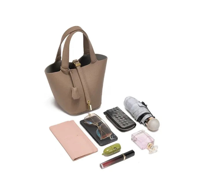 Classic Vegetable BasketpuWomen's Handbag Simple Bucket Bag Mother Bag Fashion Versatile Women's Bag Cross-border