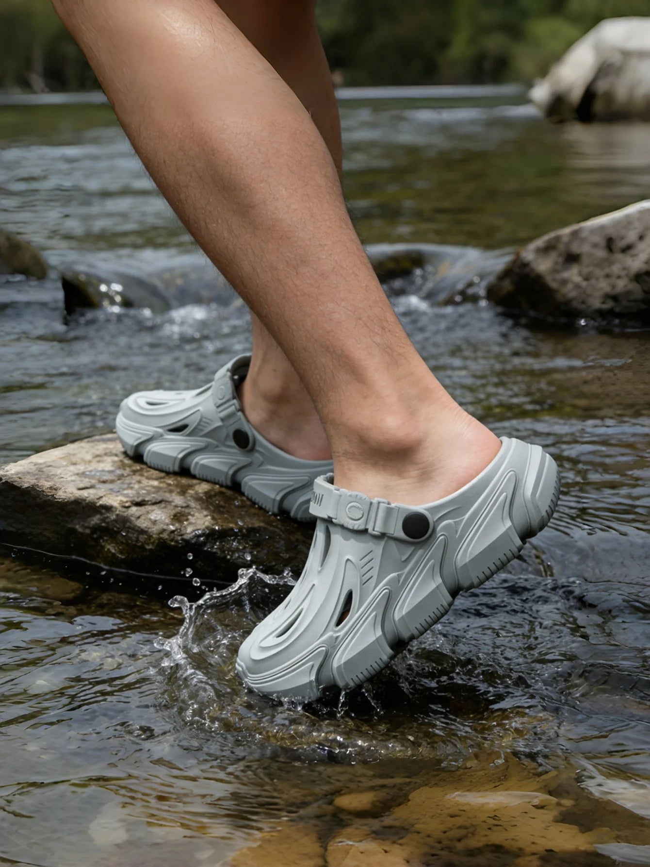 Men's New Spring and Summer Style Mecha-Style Eva Comfortable Casual Soft Thick-Soled Simple Indoor Home Outdoor Vacation Versatile Clogs