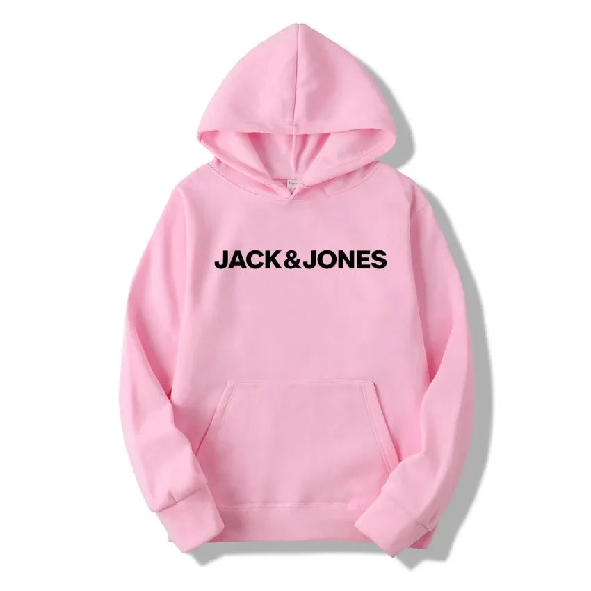Jack & Jones Men's and Women's Hooded Sweatshirts, Fashionable Loose and Casual, Comfortable Printed Sportswear, Streetwear