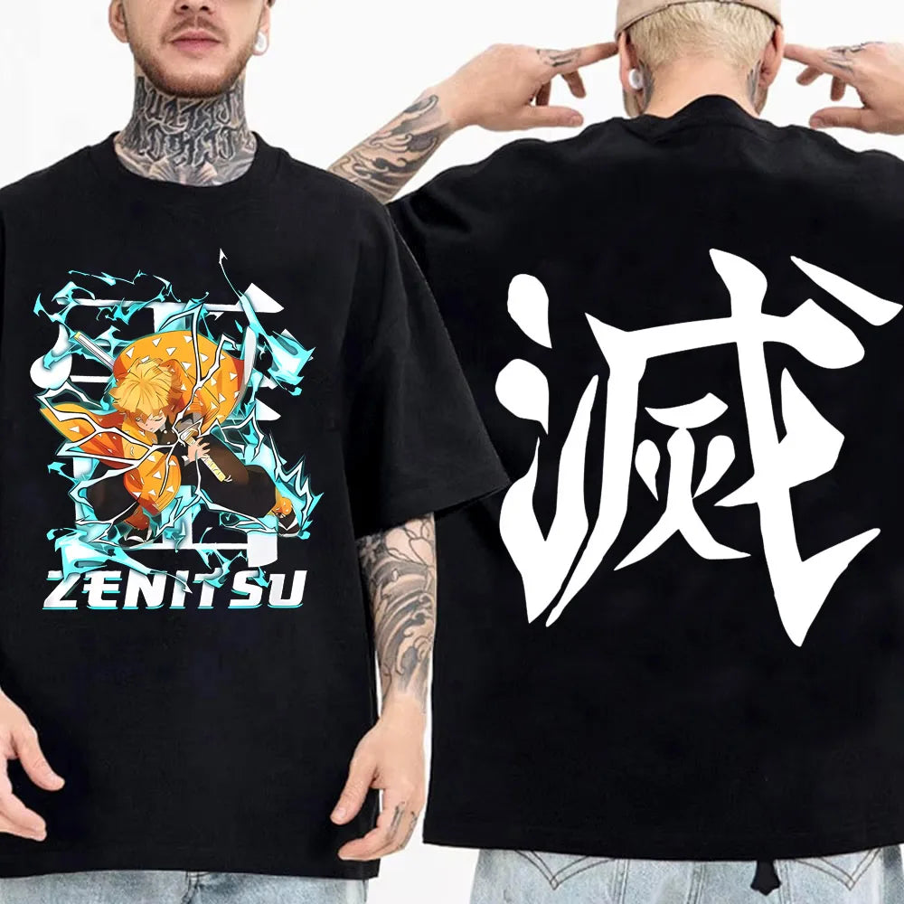 Japanese Anime Shirt Demon Slayer Infinity Castle T Shirt Men Cartoon Kimetsu No Yaiba Cotton Streetwear Clothes  Cool Y2K Tees