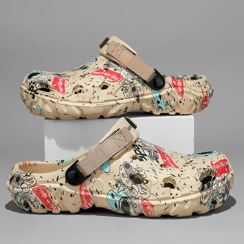 Plus Size46 47 Men Clogs Sandals Summer Outdoor Garden Clogs Hole Shoes Male Casual Shoes Water Shoes Comfort Home Soft Slippers
