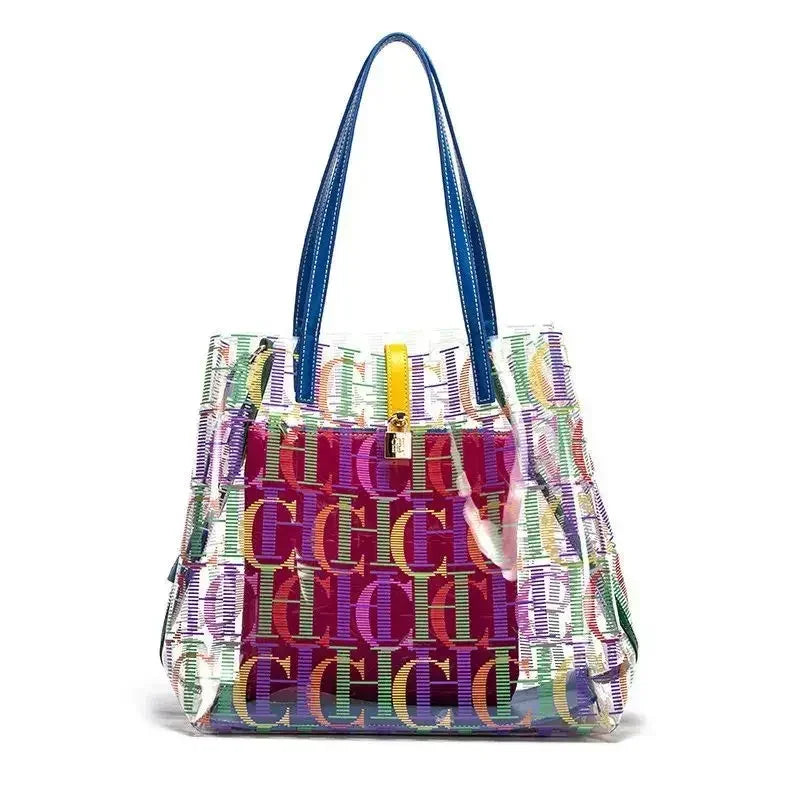 CH Travel Crossbody Bag Women's Large Capacity Clear Tote BagLuxury Brand Delicate Jelly Bag with Monogram Shopping Bag