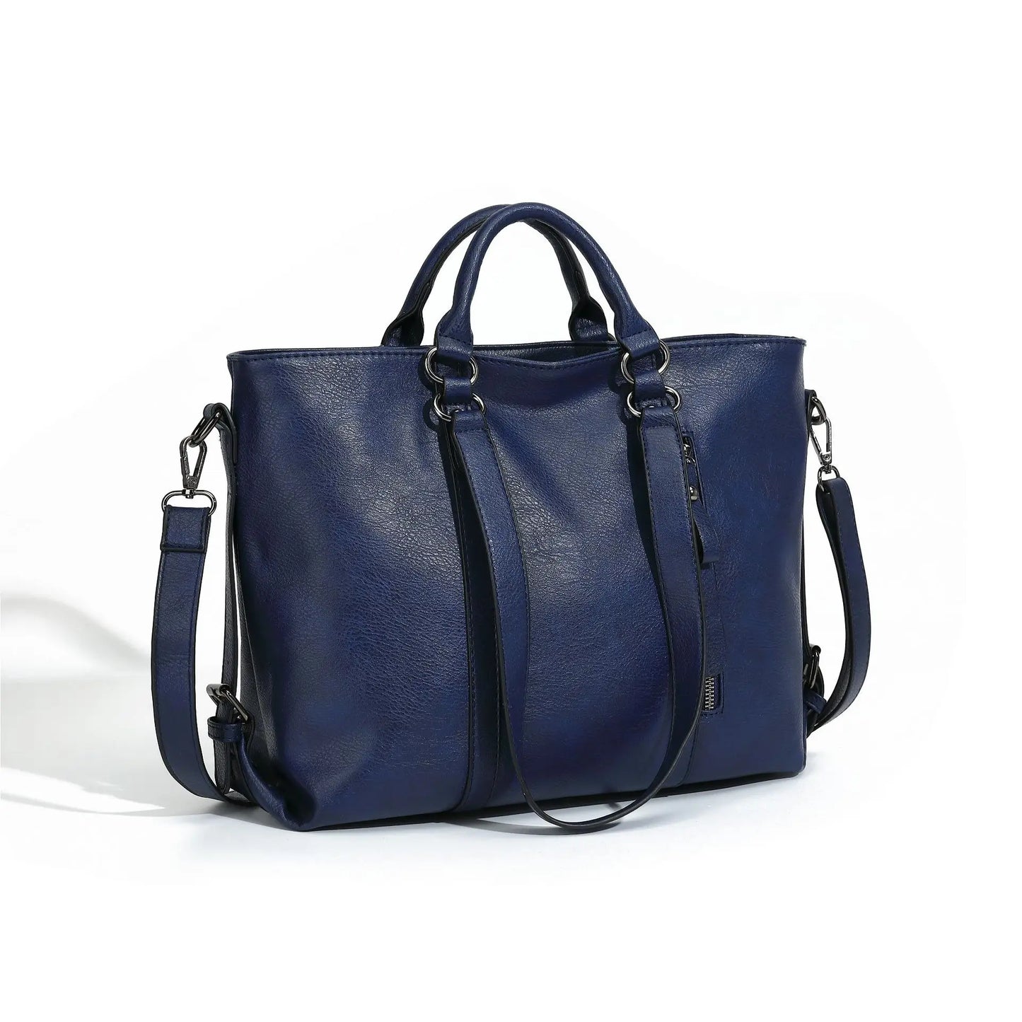 Retro Soft Leather Tote Handbag for Women, One Shoulder, Crossbody, Multi Pocket Divider, Briefcase, Adjustable Shoulder Straps