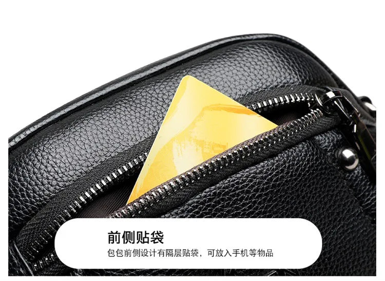 Women's Crossbody Bag, Water-Resistant Solid Color Square Shoulder Bag, Three Layer Zipper Closure Phone Purse Pouch for Women