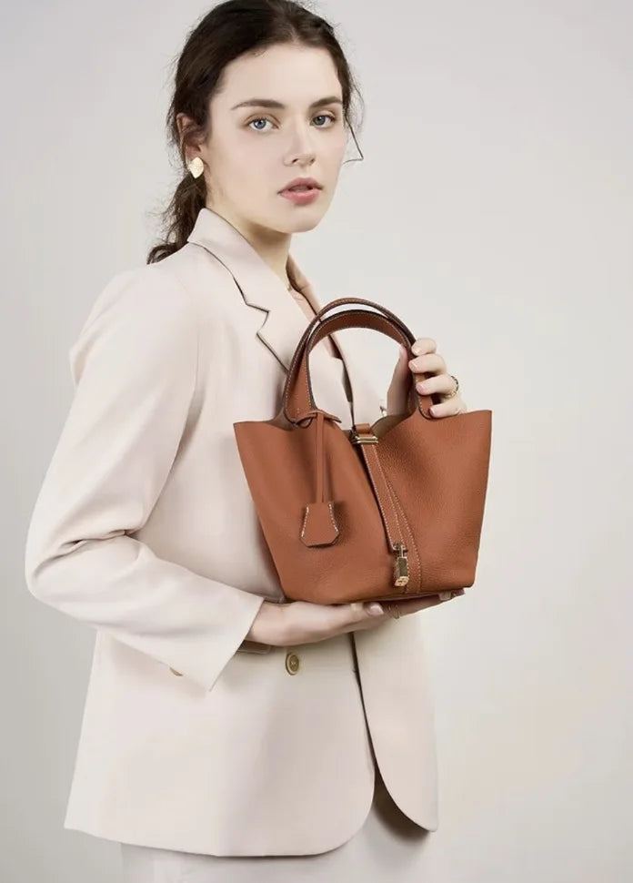 Classic Vegetable BasketpuWomen's Handbag Simple Bucket Bag Mother Bag Fashion Versatile Women's Bag Cross-border