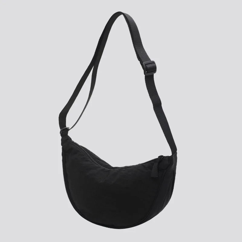 Solid Color Women's Portable Shoulder Bag Simple Female Nylon Cloth Padded Crossbody Bags Travel Purse Handbags Messenger Bag