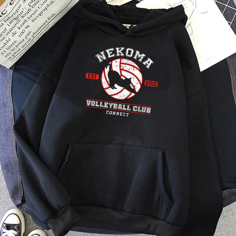 Oya Oya Oya Haikyuu Japanese Anime Hoodies Men Kawaii Cartoon Nekoma Graphic Streetwear Kuroo Volleyball Sweatshirts Male