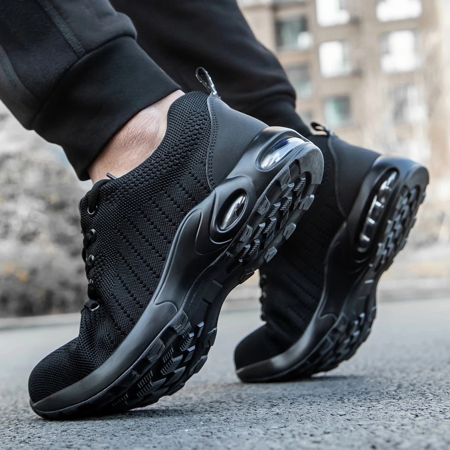 Summer Air Cushion Work Safety Shoes For Men Breathable Work Sneakers Steel Toe Shoes Anti-puncture Safety Protective Shoes
