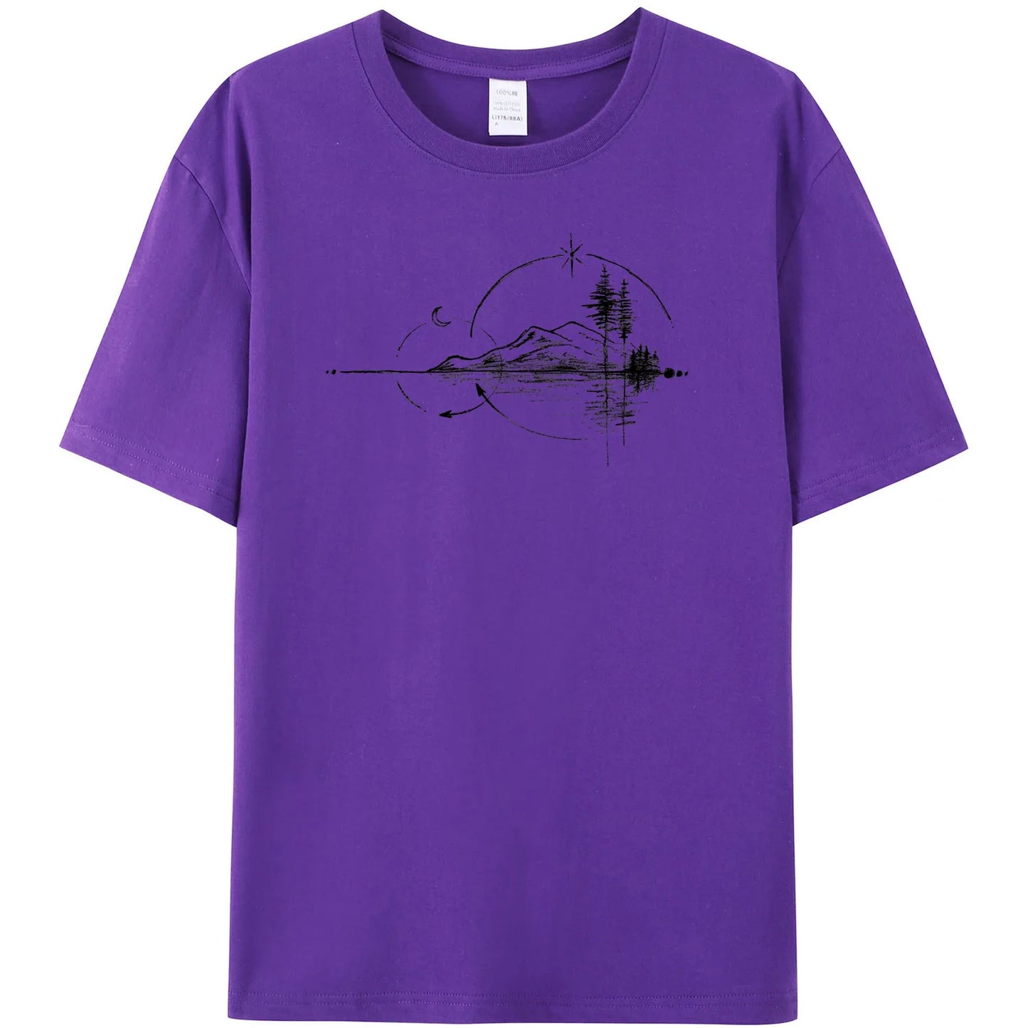 Men's Geometric Mountain Short-Sleeve Printed Casual T-Shirt 180GMS 100% Cotton Funny Graphic Outdoor Nature T Shirts For Summer