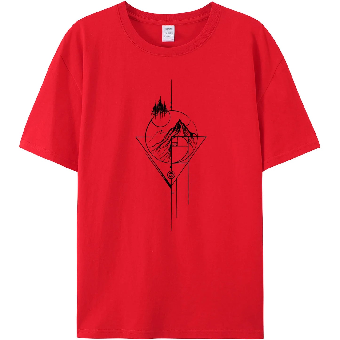 Men's White Fibonacci Short-Sleeved Printed Casual T-Shirt 180GMS 100% Cotton Funny Graphic Outdoor Nature T Shirts For Summer