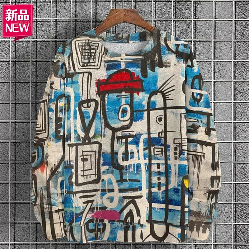 Harajuku 3D Colorful Abstract Patterns Printing Sweatshirts Kid Fashion Streetwear Round Neck Sweatshirts Cool Mens Clothing Top