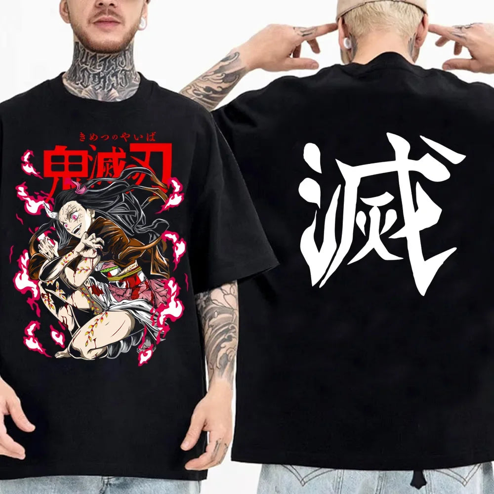 Japanese Anime Shirt Demon Slayer Infinity Castle T Shirt Men Cartoon Kimetsu No Yaiba Cotton Streetwear Clothes  Cool Y2K Tees