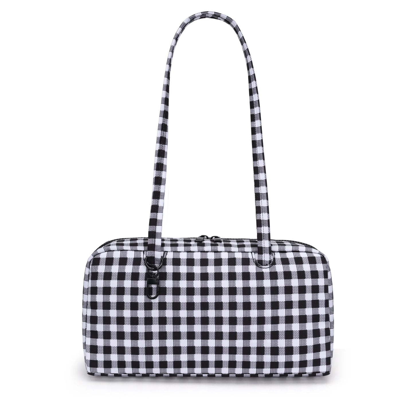 Nylon Tote Bag Bowler Bag Women Shoulder Purse with Keychain Clip, Lightweight Zipper Handbag Daily Work Travel Gym Gift for Mum