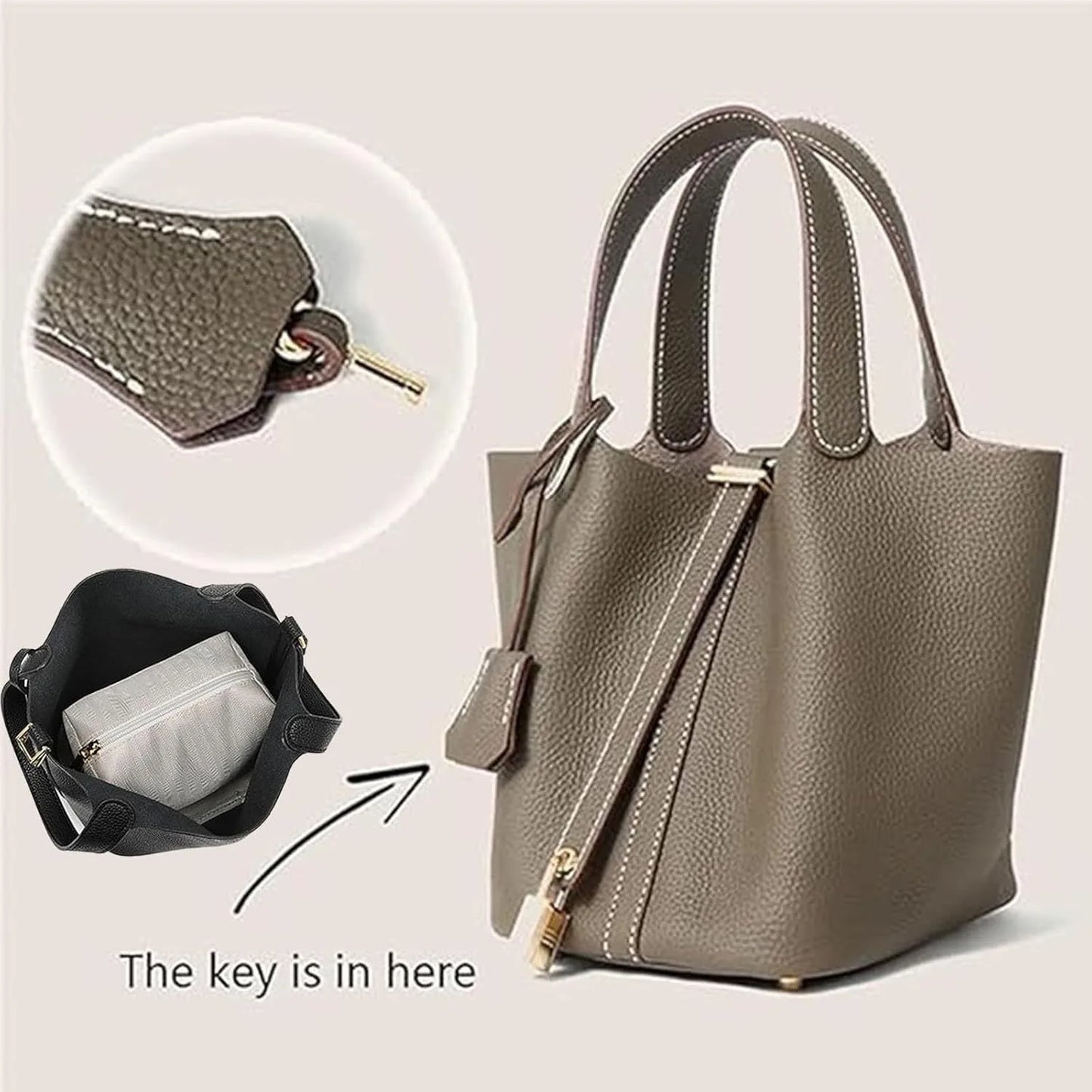 Classic Vegetable BasketpuWomen's Handbag Simple Bucket Bag Mother Bag Fashion Versatile Women's Bag Cross-border