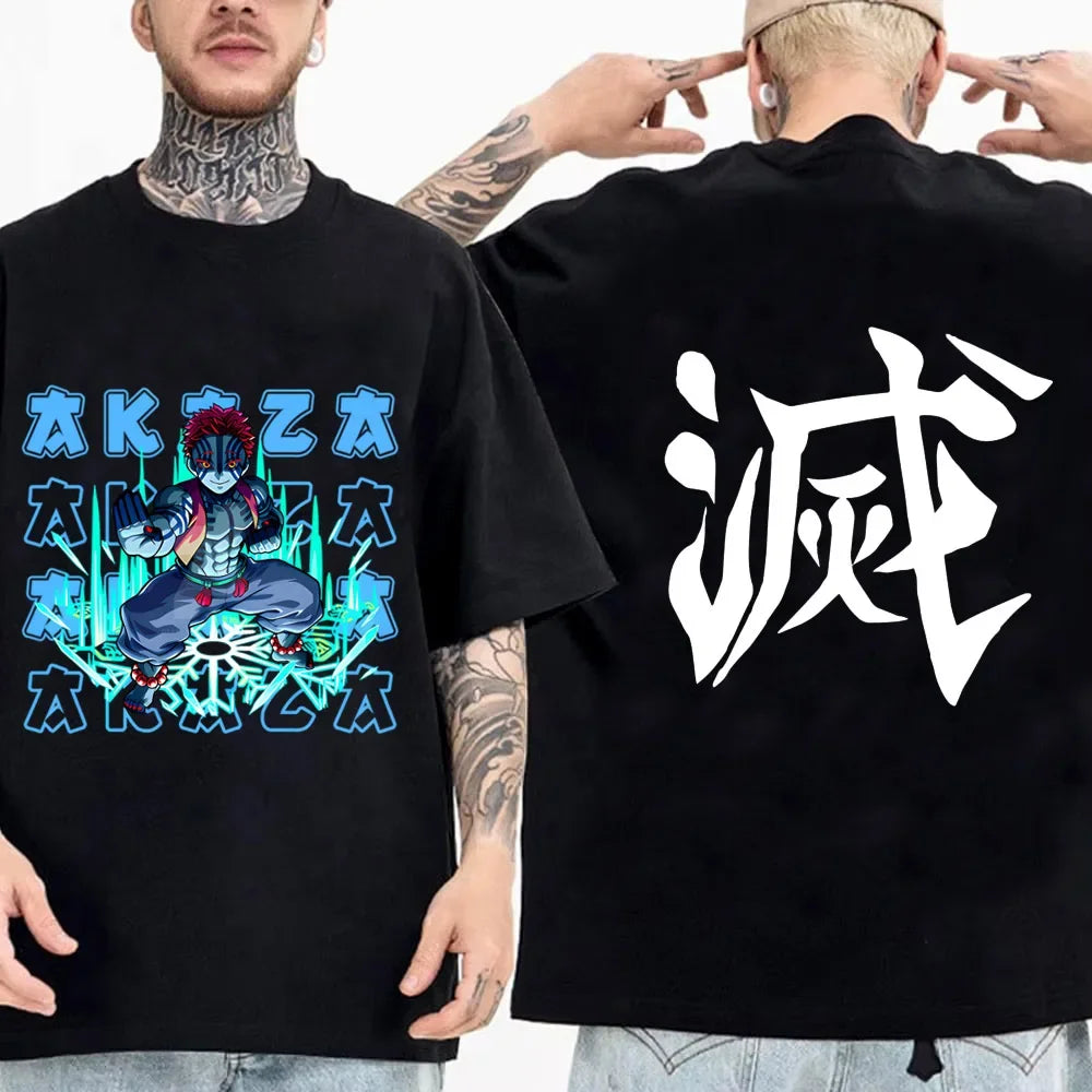 Japanese Anime Shirt Demon Slayer Infinity Castle T Shirt Men Cartoon Kimetsu No Yaiba Cotton Streetwear Clothes  Cool Y2K Tees