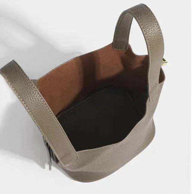 Classic Vegetable BasketpuWomen's Handbag Simple Bucket Bag Mother Bag Fashion Versatile Women's Bag Cross-border