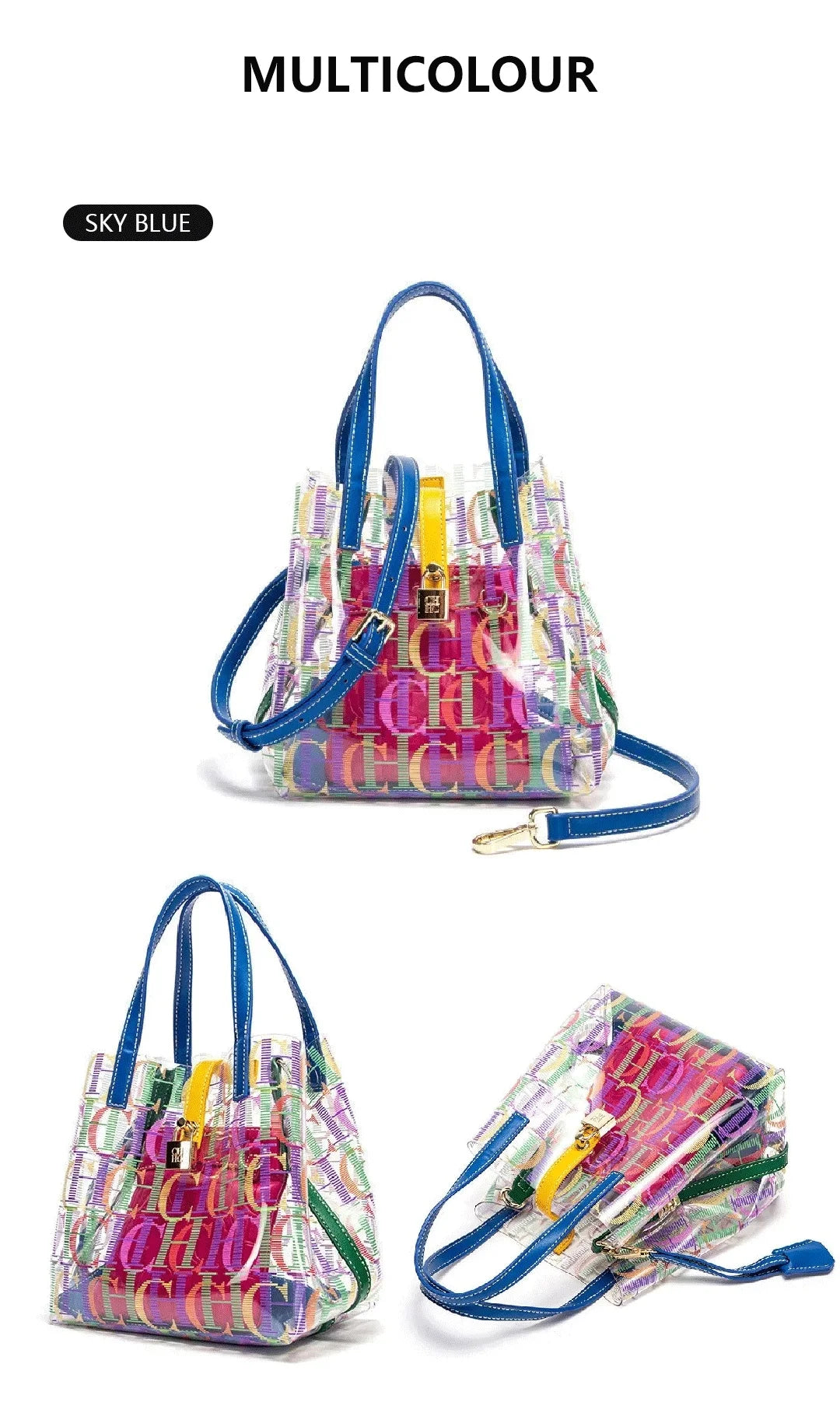 CH Travel Crossbody Bag Women's Large Capacity Clear Tote BagLuxury Brand Delicate Jelly Bag with Monogram Shopping Bag