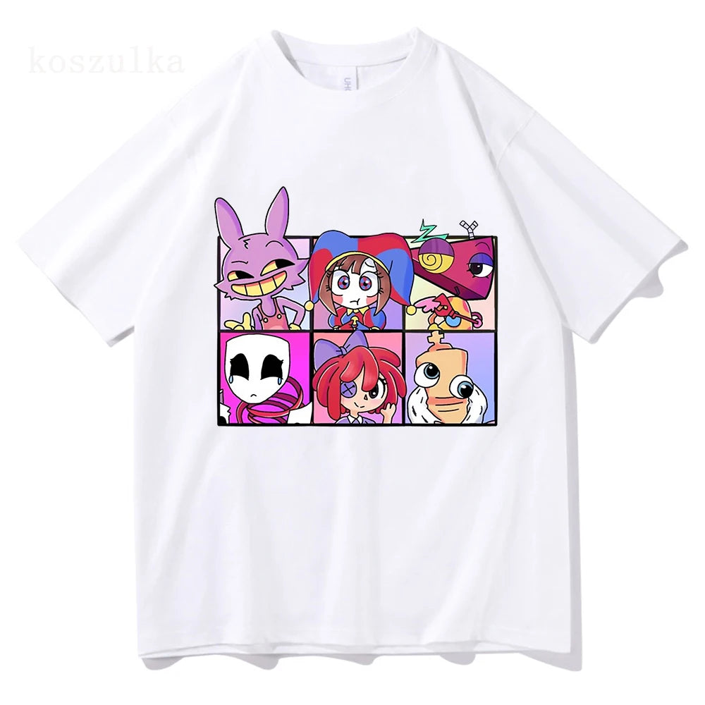 THE AMAZING DIGITAL CIRCUS Print T-Shirt Men Women Casual High Quality Pomni The Jester Ramen T-Shirts Cotton Short Sleeve Tees