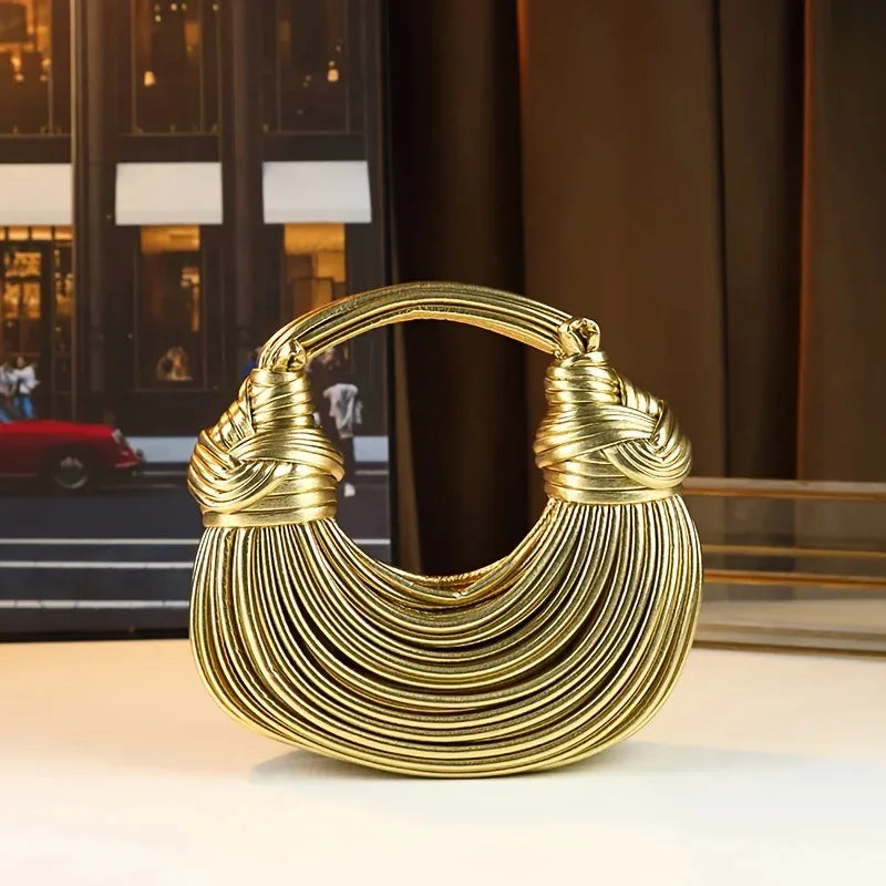 Ladies2025New Luxury Designer Handbags Hand-woven Noodle Bag Knot Bag silver Dinner Bag