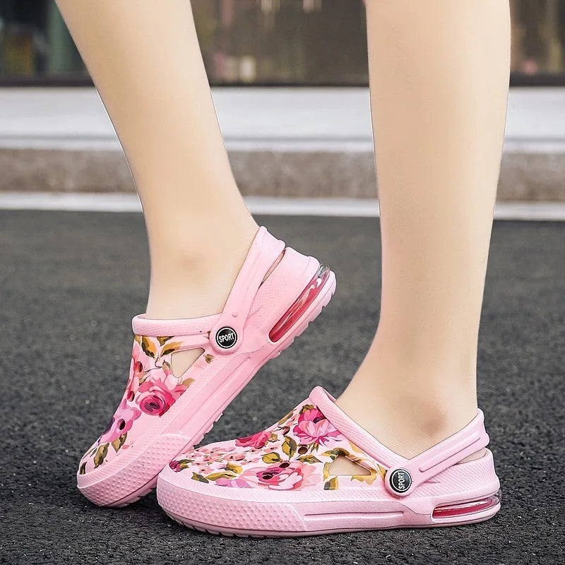 2006 Women's Ethnic Shoes Clogs Soft Sole Two-way Wear for Beach Mules and Pool Women Garden Slides Indoor Nursing Clogs Sandals
