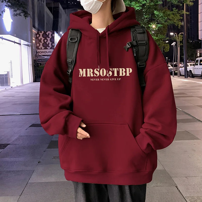 2025 Trendy Letter Print Adult Hooded Sweatshirt Spring Autumn New Loose Trendy Brand Oversized Casual American High Street Top